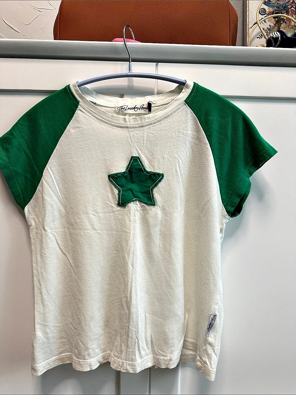 Free People Stardom Baby Tee Green Star Short Sleeve Tee Size Medium